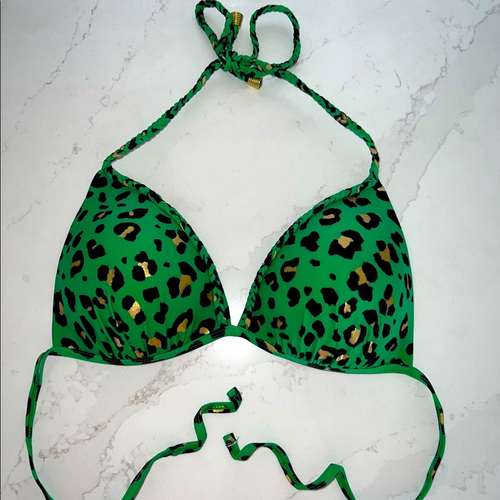 Dorothy Perkins Green Leopard Print Bikini Top